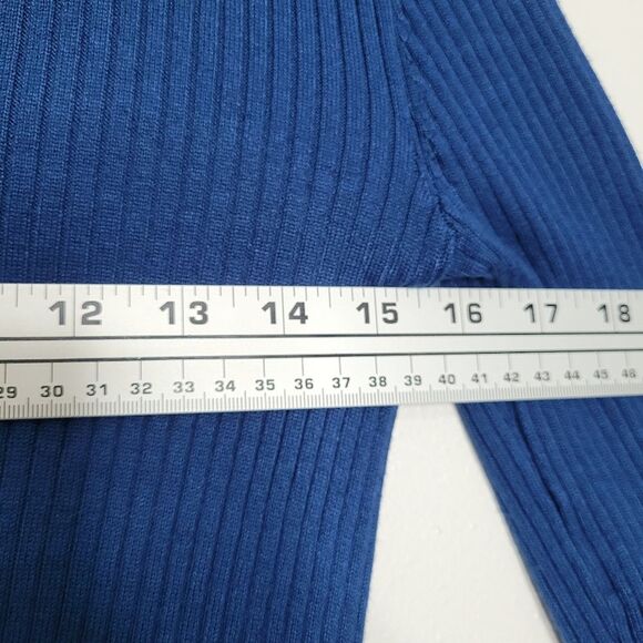 Pink Rose blue ribbed button front long sleeve preppy old money sweater Med NWT - Picture 6 of 7